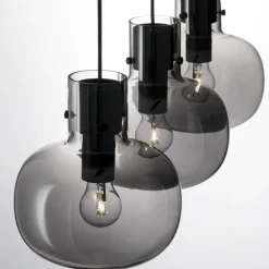 Lampadari Moderni-Selezionato da Mazzolaluce Lampadario 3 luci da soggiorno vetri fume