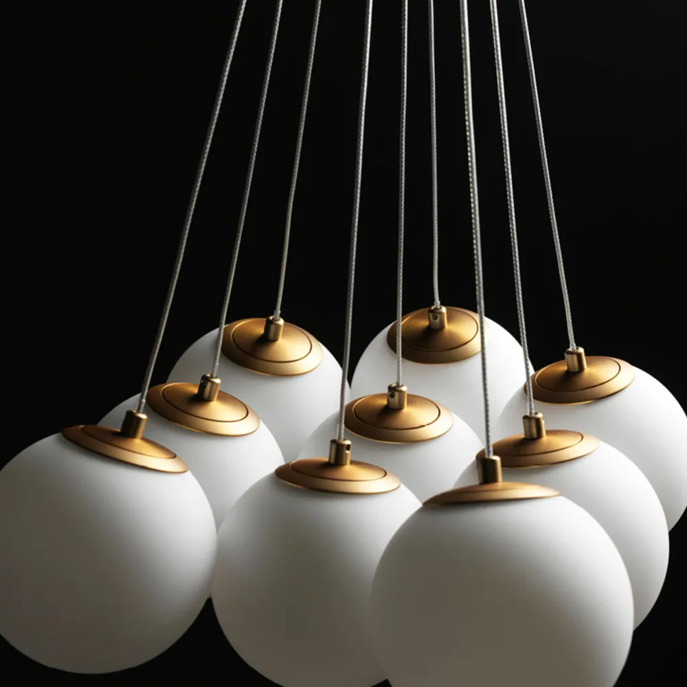 Lampadari Moderni-Vivida International Lampadario 9 luci oro per soggiorno moderno vivida pearl