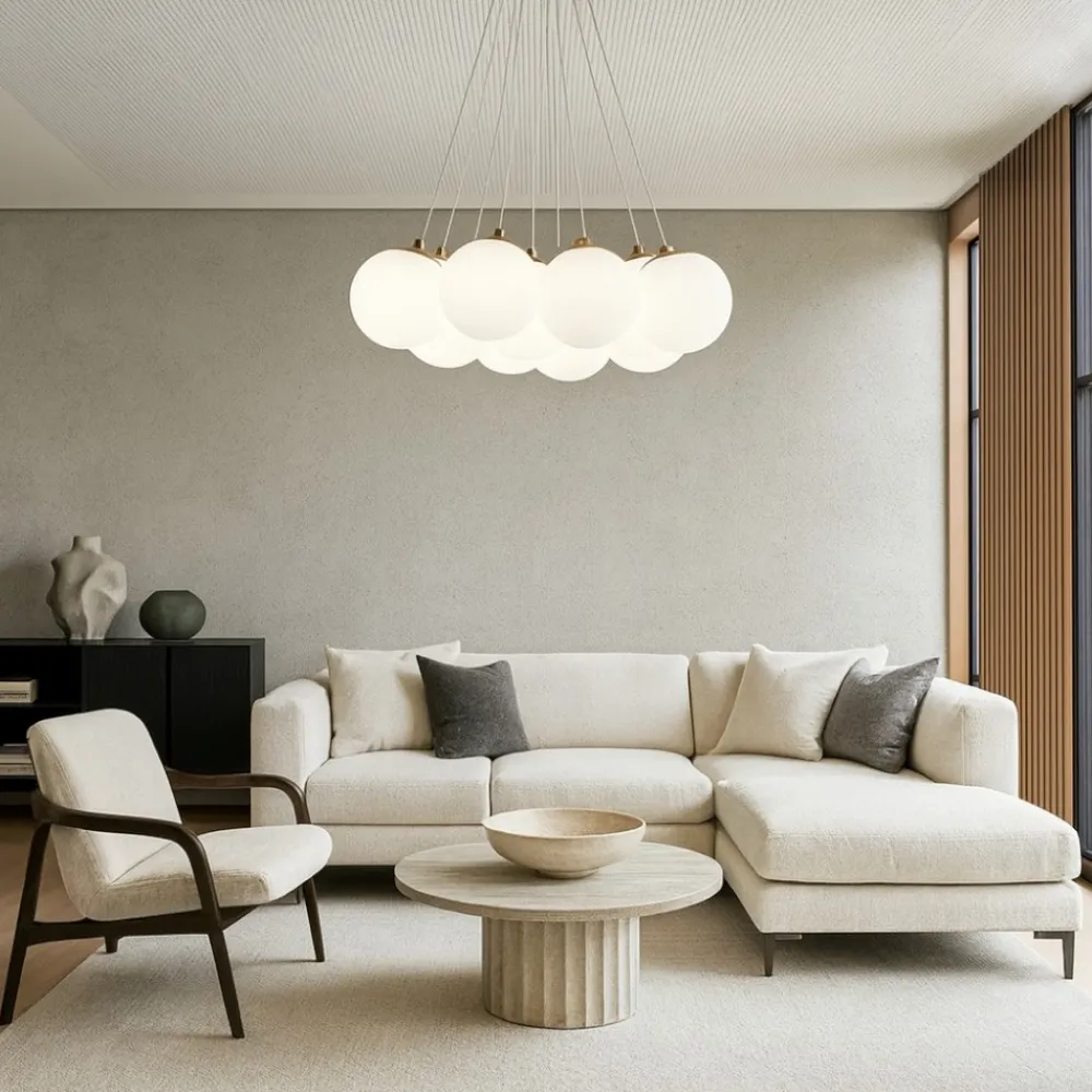 Lampadari Moderni-Vivida International Lampadario 9 luci oro per soggiorno moderno vivida pearl