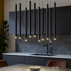 Lampadari Cucina-Selezionato da Mazzolaluce Lampadario 10 luci pendenti nero per tavolo sala da pranzo cucina