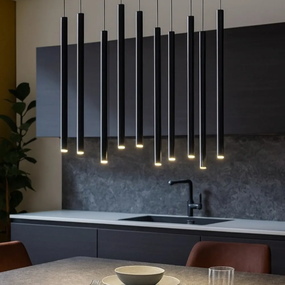 Lampadari Cucina-Selezionato da Mazzolaluce Lampadario 10 luci pendenti nero per tavolo sala da pranzo cucina