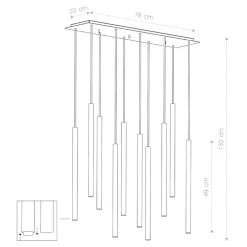 Lampadari Cucina-Selezionato da Mazzolaluce Lampadario 10 luci pendenti nero per tavolo sala da pranzo cucina