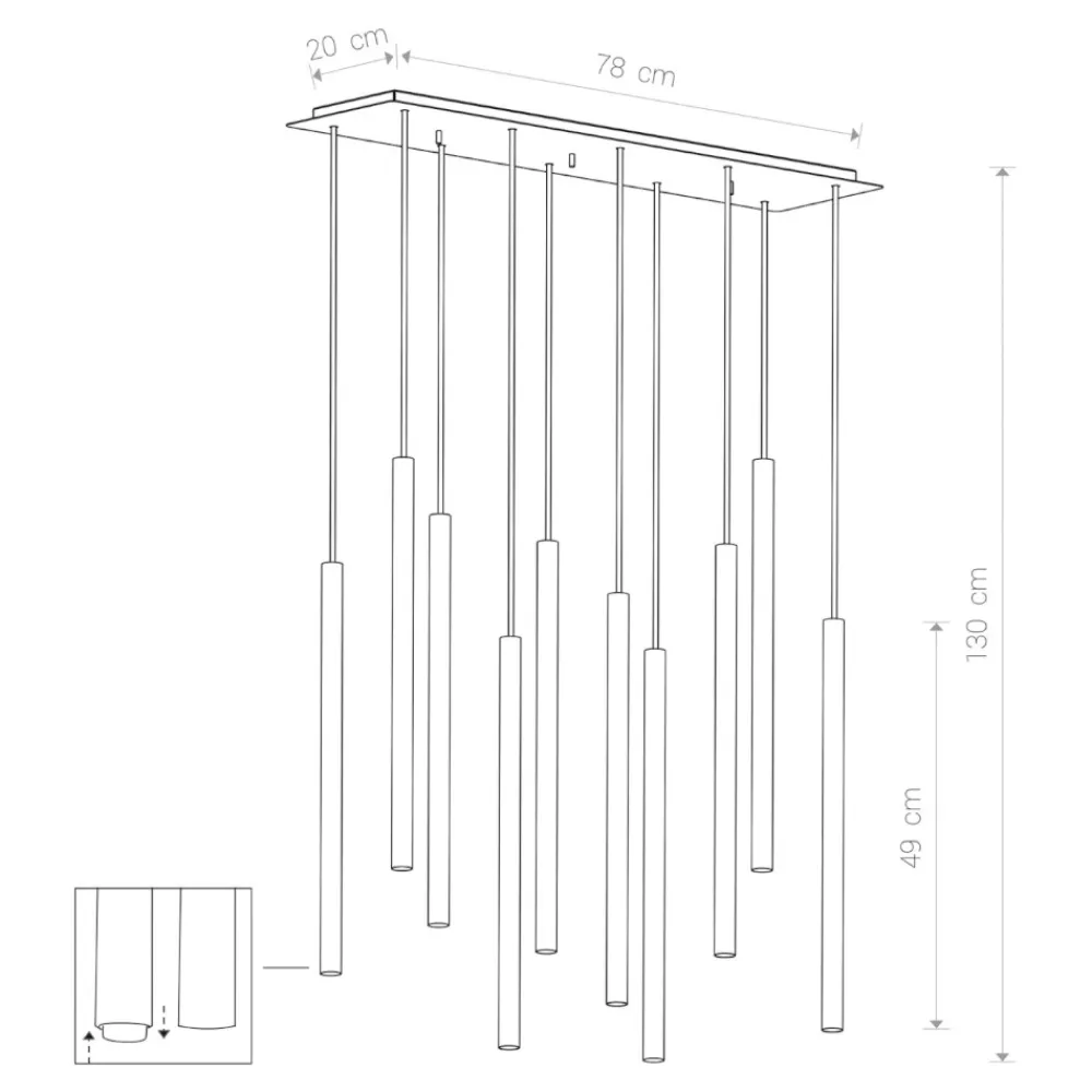 Lampadari Cucina-Selezionato da Mazzolaluce Lampadario 10 luci pendenti nero per tavolo sala da pranzo cucina