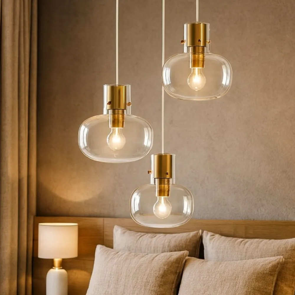 Lampadario Camera Da Letto-Selezionato da Mazzolaluce Lampadario 3 luci per camera da letto vetro dettagli oro