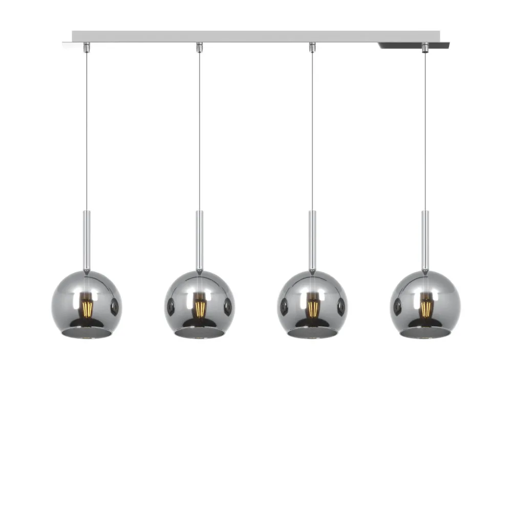 Lampadari Cucina-Top Light Lampadario 4 luci per cucina vetri cromo