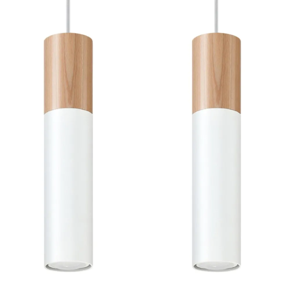 Lampadari Cucina-Selezionato da Mazzolaluce Lampadario 2 luci per isola cucina bianco legno