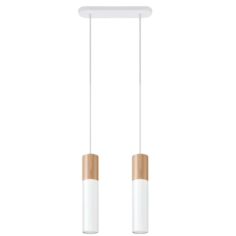 Lampadari Cucina-Selezionato da Mazzolaluce Lampadario 2 luci per isola cucina bianco legno
