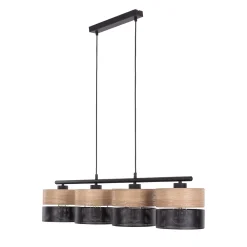 Lampadari Cucina-Selezionato da Mazzolaluce Lampadario 4 luci quercia nero a sospensione per cucina moderna
