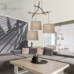 Lampadari Moderni-Selezionato da Mazzolaluce Lampadario 3 luci rami di legno per soggiorno