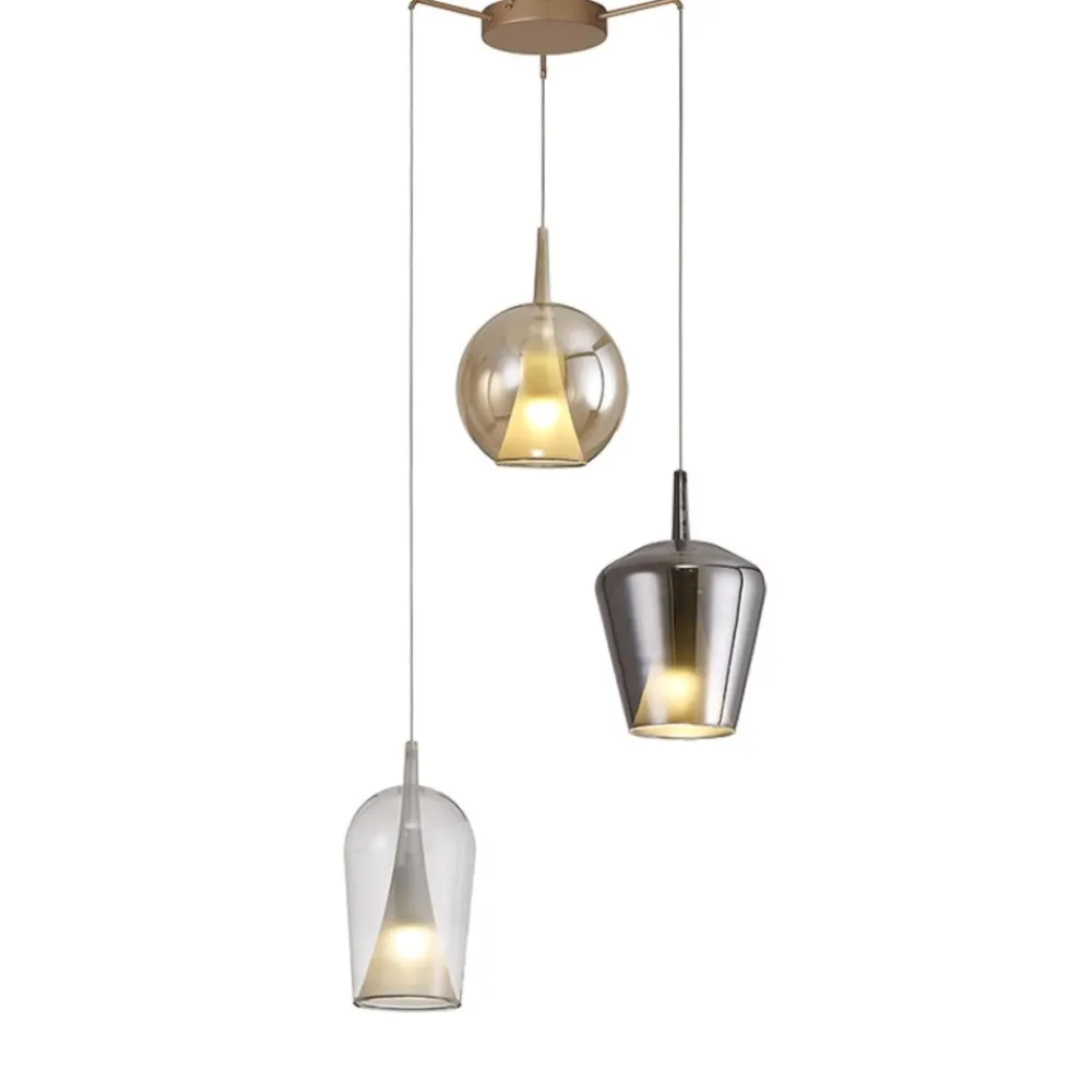 Lampadari Moderni-Selezionato da Mazzolaluce Lampadario 3 luci vetri multicolor per soggiorno