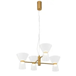 Lampadari Moderni-Selezionato da Mazzolaluce Lampadario luminoso oro per soggiorno stile contemporaneo led 3000k