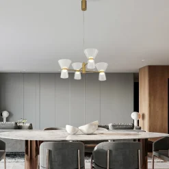 Lampadari Moderni-Selezionato da Mazzolaluce Lampadario luminoso oro per soggiorno stile contemporaneo led 3000k
