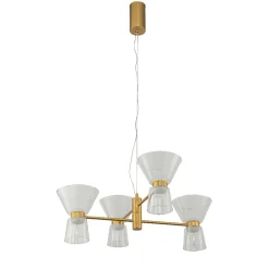 Lampadari Moderni-Selezionato da Mazzolaluce Lampadario luminoso oro per soggiorno stile contemporaneo led 3000k