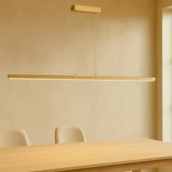 Lampadari Moderni-Selezionato da Mazzolaluce Lampadario lungo orizzontale led oro moderno da sala