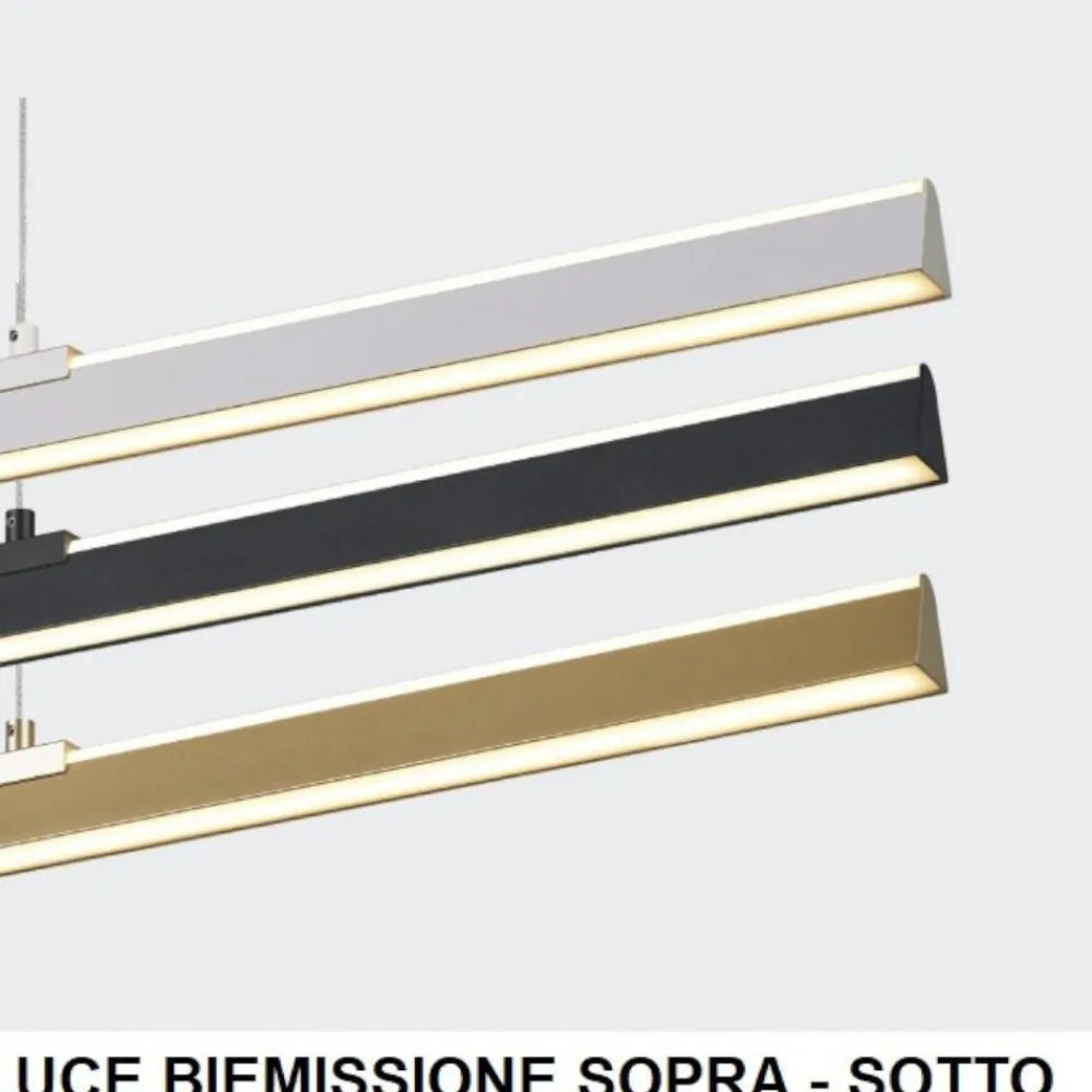 Lampadari Moderni-Selezionato da Mazzolaluce Lampadario lungo orizzontale led oro moderno da sala