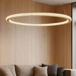 Lampadari Moderni-Selezionato da Mazzolaluce Lampadario luxury per soggiorno cerchio oro led stile contemporaneo