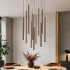 Lampadari Moderni-Selezionato da Mazzolaluce Lampadario marrone cilindri rigati a sospensione moderno per tavolo soggiorno