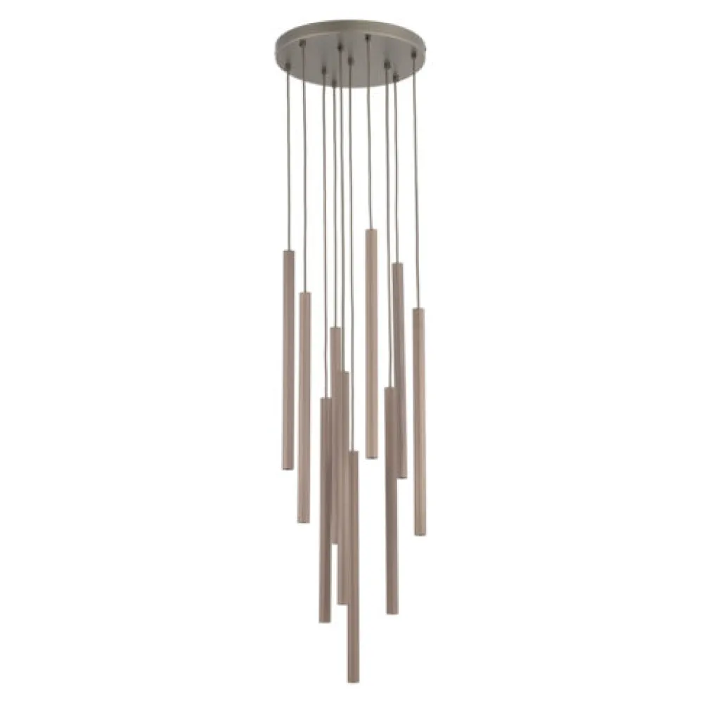 Lampadari Moderni-Selezionato da Mazzolaluce Lampadario marrone cilindri rigati a sospensione moderno per tavolo soggiorno