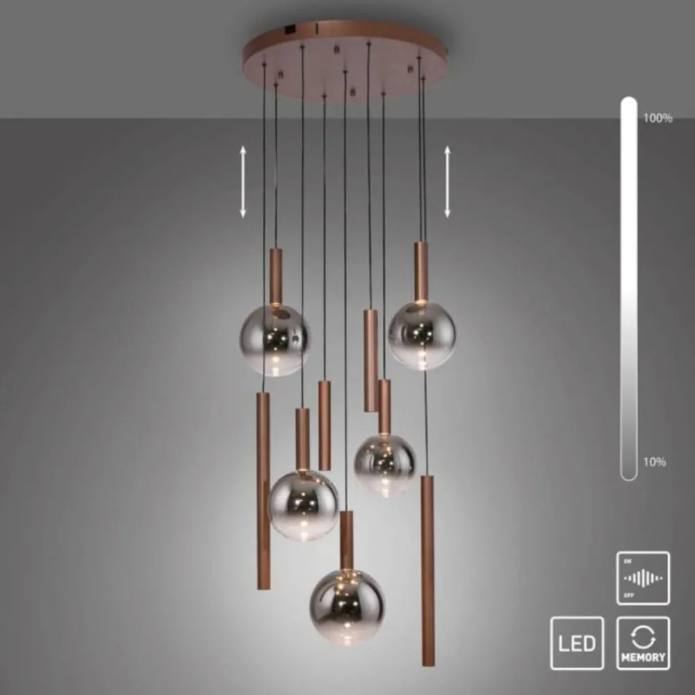 Lampadari Moderni-Selezionato da Mazzolaluce Lampadario marrone con sfere di vetro per soggiorno moderno