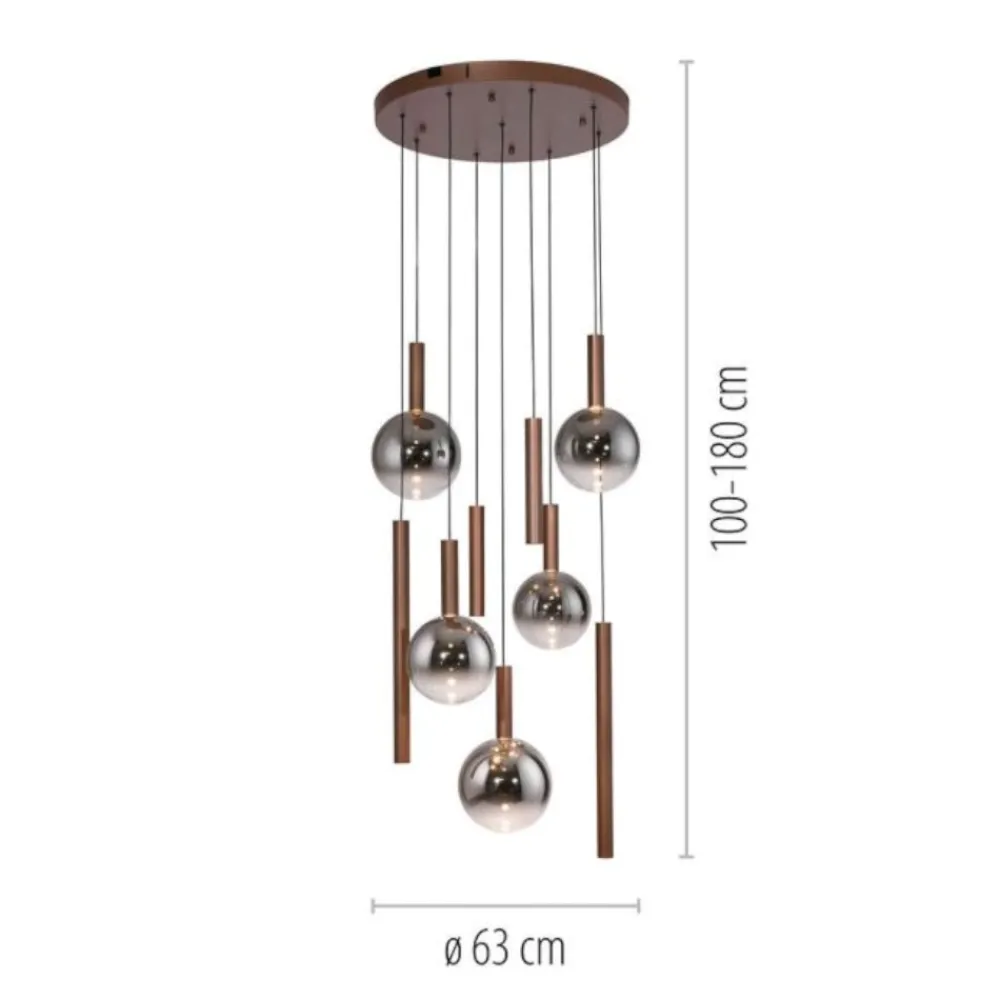Lampadari Moderni-Selezionato da Mazzolaluce Lampadario marrone con sfere di vetro per soggiorno moderno