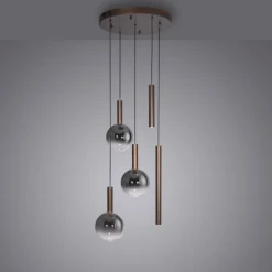 Lampadari Moderni-Selezionato da Mazzolaluce Lampadario marrone con sfere in vetro per soggiorno moderno