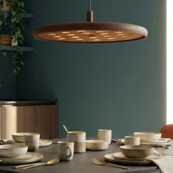 Lampadari Moderni-Selezionato da Mazzolaluce Lampadario marrone led per ristoranti design moderno fonoassorbente
