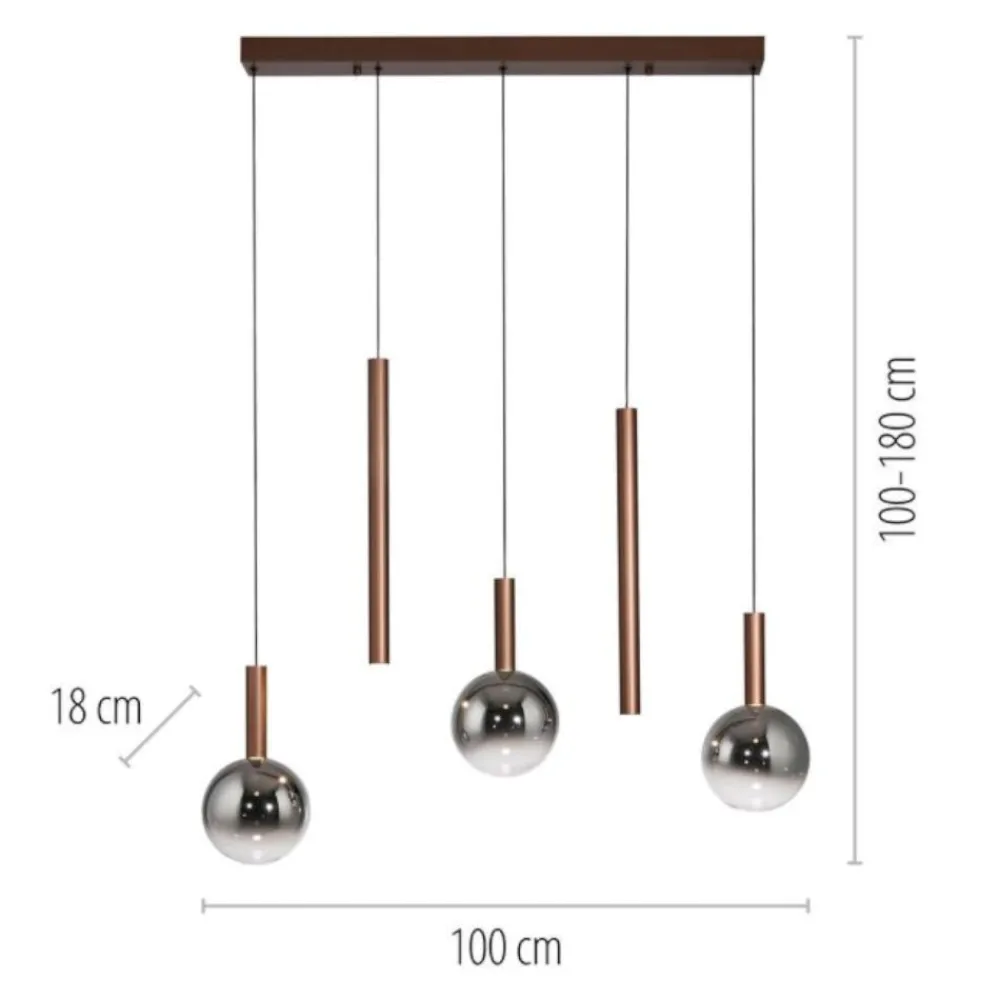 Lampadari Cucina-Selezionato da Mazzolaluce Lampadario marrone sfere a sospensione per cucina moderna