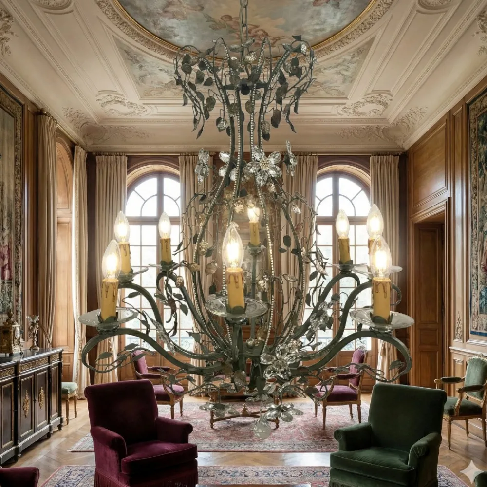 Lampadari Moderni-Selezionato da Mazzolaluce Lampadario mechini ferro battuto swarovski per salone fp