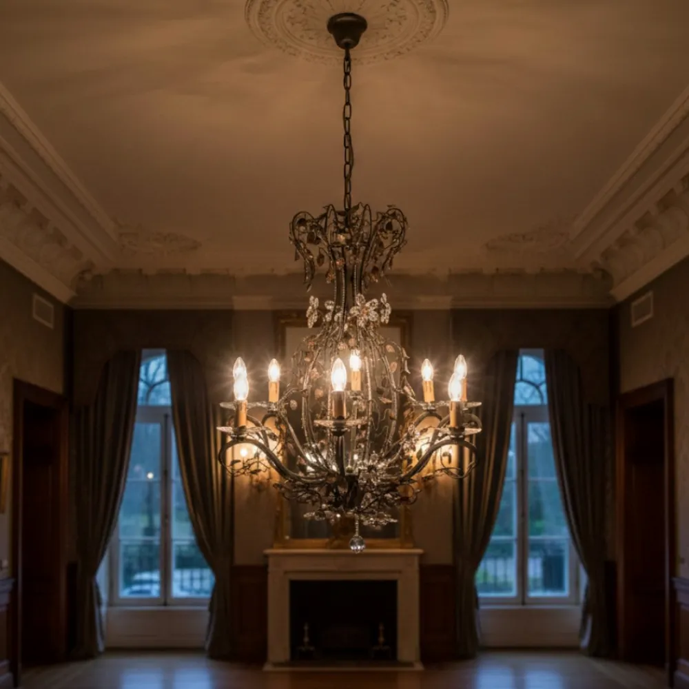 Lampadari Moderni-Selezionato da Mazzolaluce Lampadario mechini ferro battuto swarovski per salone fp
