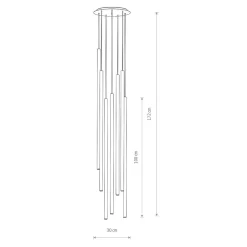 Lampadari Moderni-Selezionato da Mazzolaluce Lampadario moderno a cascata 7 luci cilindri oro per soggiorno