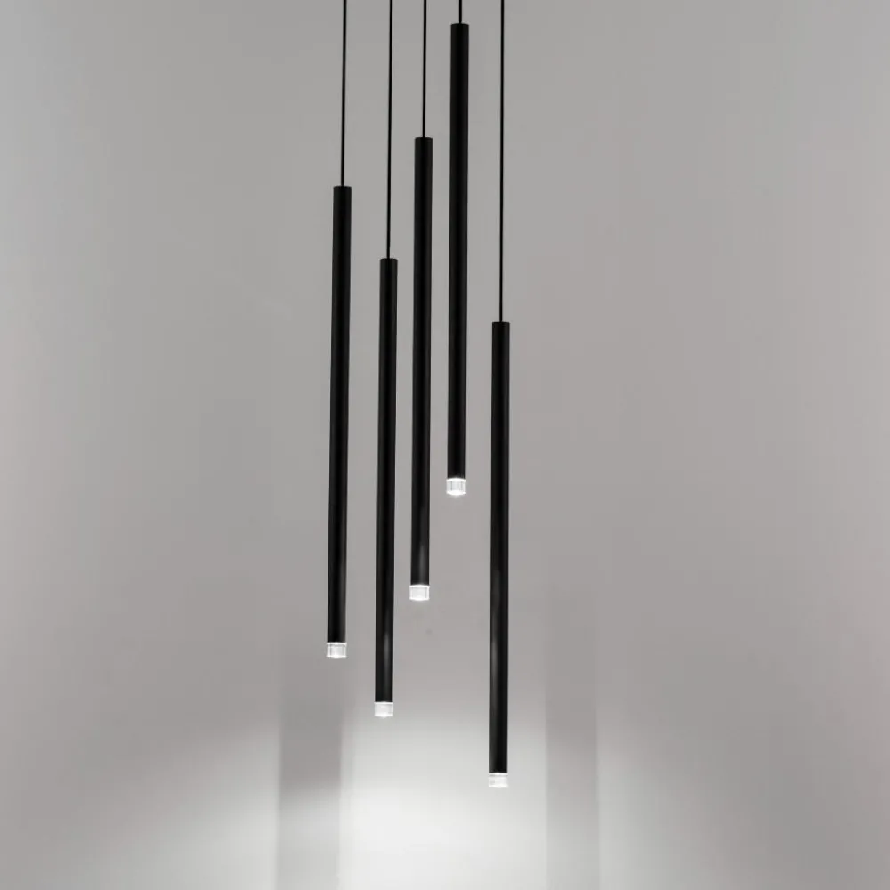 Lampadari Moderni-Selezionato da Mazzolaluce Lampadario moderno a cascata per salotto led 27w 3000k nero