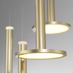 Lampadari Moderni-Selezionato da Mazzolaluce Lampadario moderno a cascata 5 luci dischi ottone led 3000k