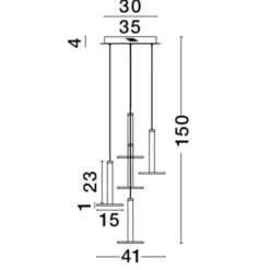 Lampadari Moderni-Selezionato da Mazzolaluce Lampadario moderno a cascata 5 luci dischi ottone led 3000k
