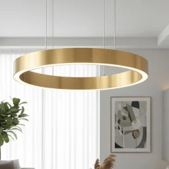 Lampadari Moderni-Selezionato da Mazzolaluce Lampadario moderno ad anello oro led 3000k dimmerabile
