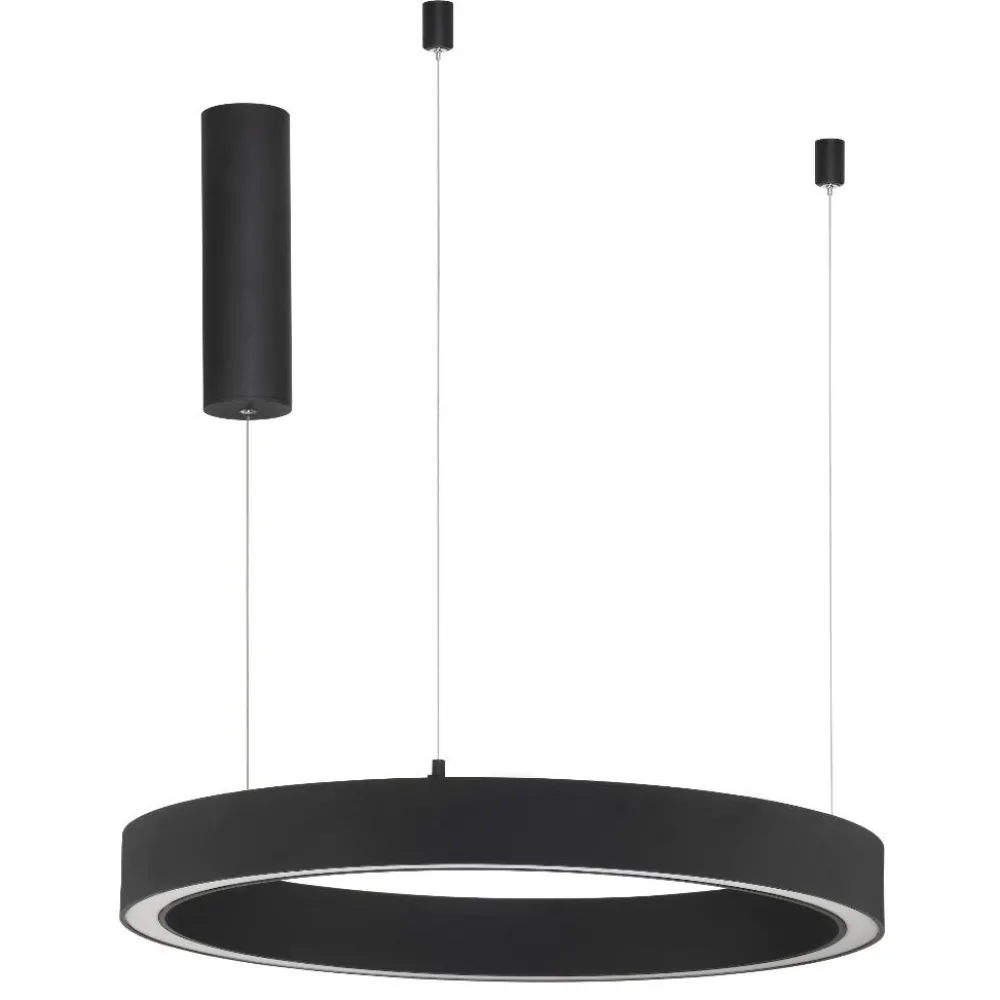 Lampadari Moderni-Selezionato da Mazzolaluce Lampadario moderno ad anello led 3000k nero dimmerabile