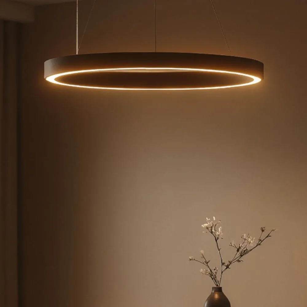 Lampadari Moderni-Selezionato da Mazzolaluce Lampadario moderno ad anello led 3000k nero dimmerabile