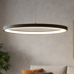 Lampadari Moderni-Selezionato da Mazzolaluce Lampadario moderno ad anello nero led 3000k dimmerabile