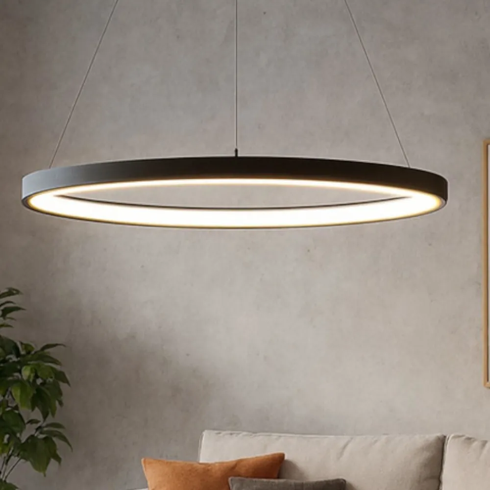 Lampadari Moderni-Selezionato da Mazzolaluce Lampadario moderno ad anello nero led 3000k dimmerabile