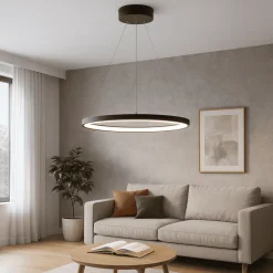 Lampadari Moderni-Selezionato da Mazzolaluce Lampadario moderno ad anello nero led 3000k dimmerabile