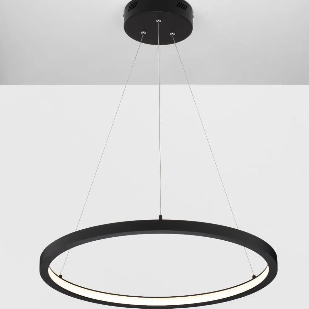 Lampadari Moderni-Selezionato da Mazzolaluce Lampadario moderno ad anello nero led 3000k dimmerabile