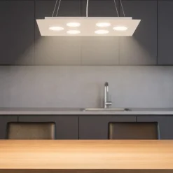 Lampadari Moderni-Affralux Lampadario moderno flet rettangolare bianco luci sopra sotto