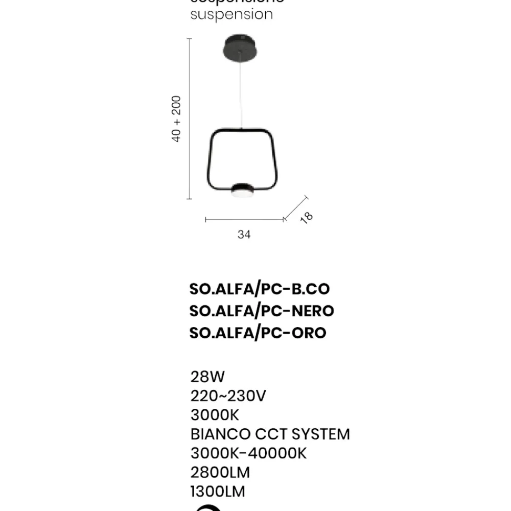 Lampadari Moderni-Ondaluce Lampadario moderno alfa pc nero led