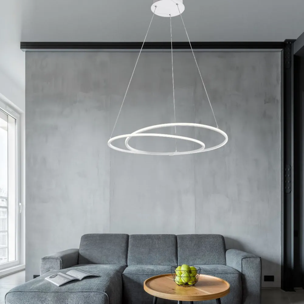 Lampadari Moderni-Selezionato da Mazzolaluce Lampadario moderno anelli intrecciati bianco led 3000k