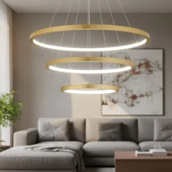 Lampadari Moderni-Selezionato da Mazzolaluce Lampadario moderno 3 anelli led 3000k dimmerabile oro