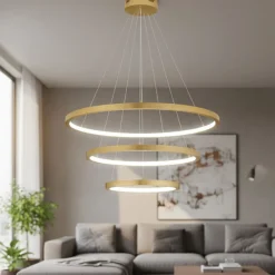Lampadari Moderni-Selezionato da Mazzolaluce Lampadario moderno 3 anelli led 3000k dimmerabile oro