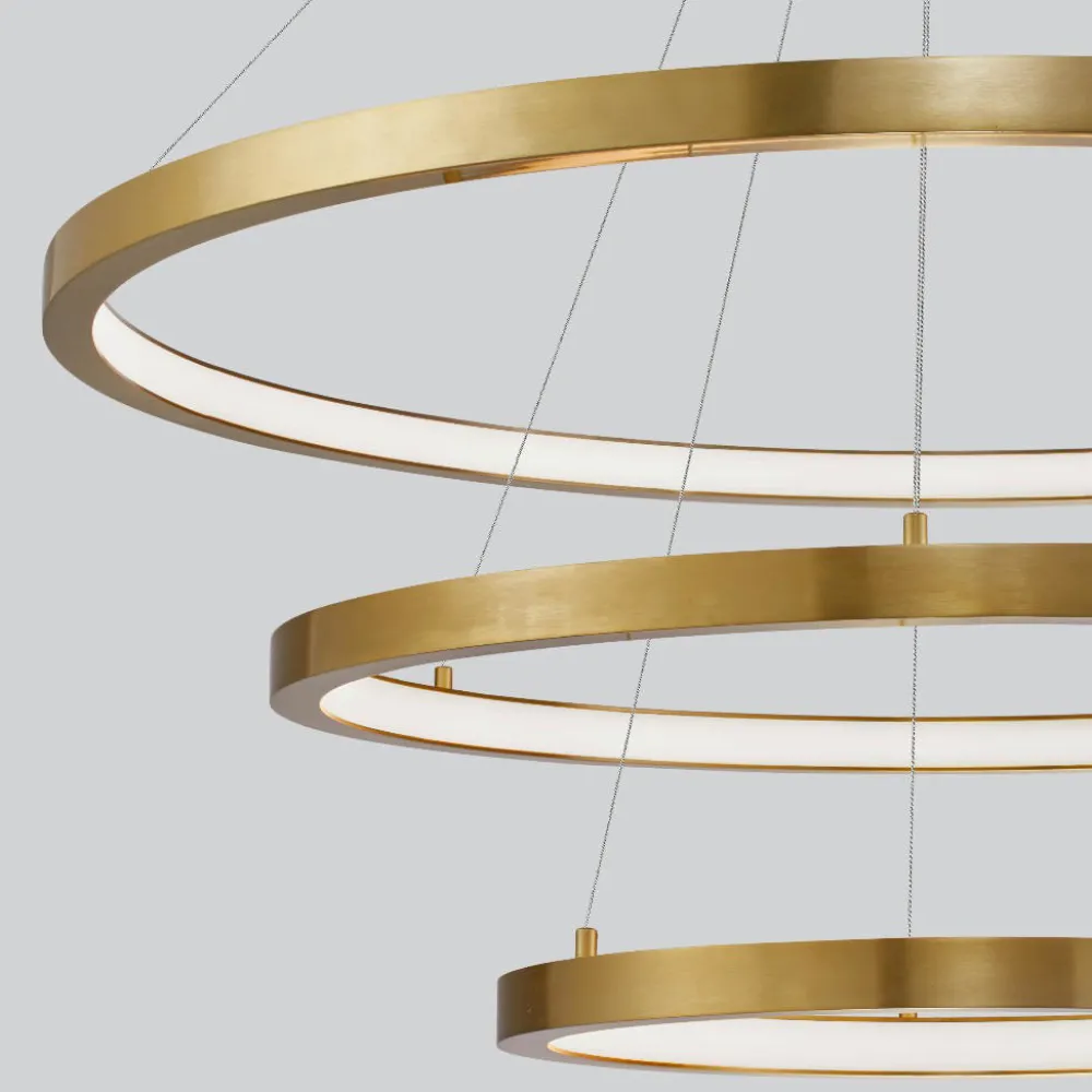 Lampadari Moderni-Selezionato da Mazzolaluce Lampadario moderno 3 anelli led 3000k dimmerabile oro