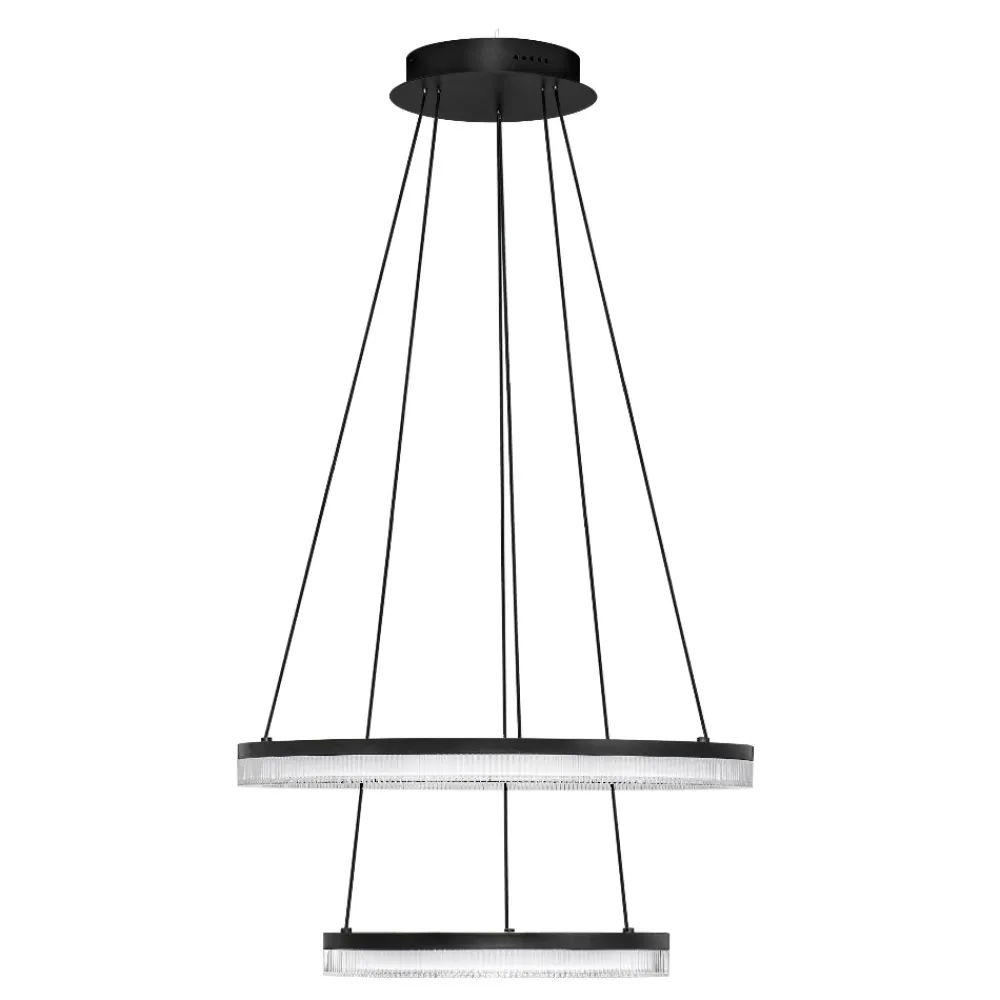 Lampadari Moderni-Selezionato da Mazzolaluce Lampadario moderno anelli nero per salotto led 3000k