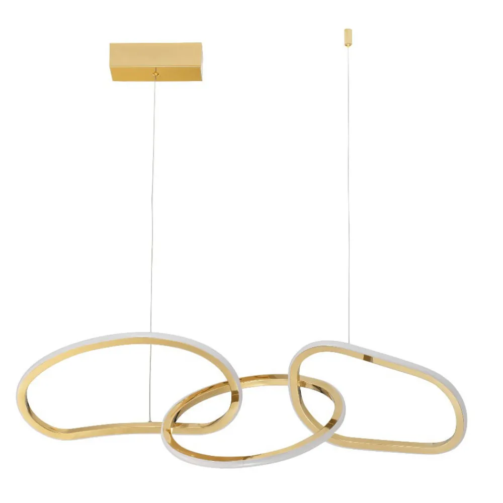 Lampadari Moderni-Selezionato da Mazzolaluce Lampadario moderno anelli oro led 41w 3000k dimmerabile