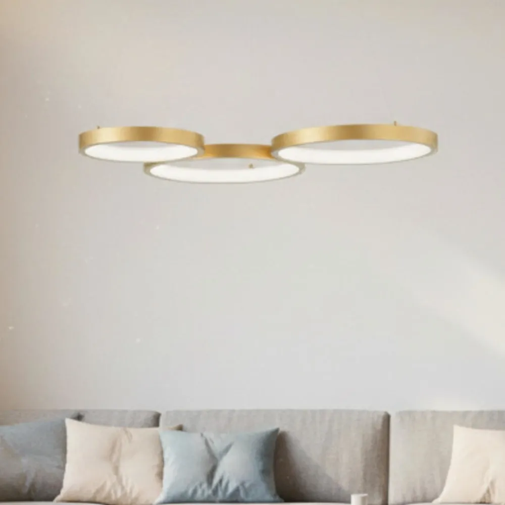 Lampadari Moderni-Selezionato da Mazzolaluce Lampadario moderno anelli oro led 3000k dimmerabile