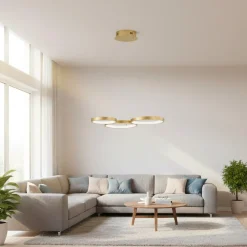 Lampadari Moderni-Selezionato da Mazzolaluce Lampadario moderno anelli oro led 3000k dimmerabile